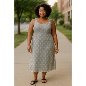 R&M Richard’s Silver Lace Mid Length Dress